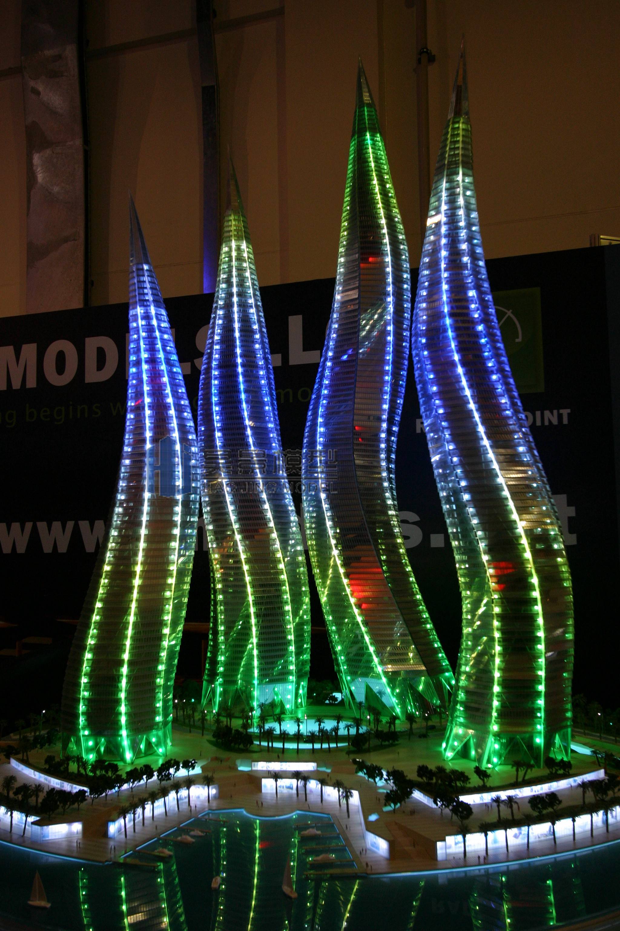 迪拜风中烛火大厦模型